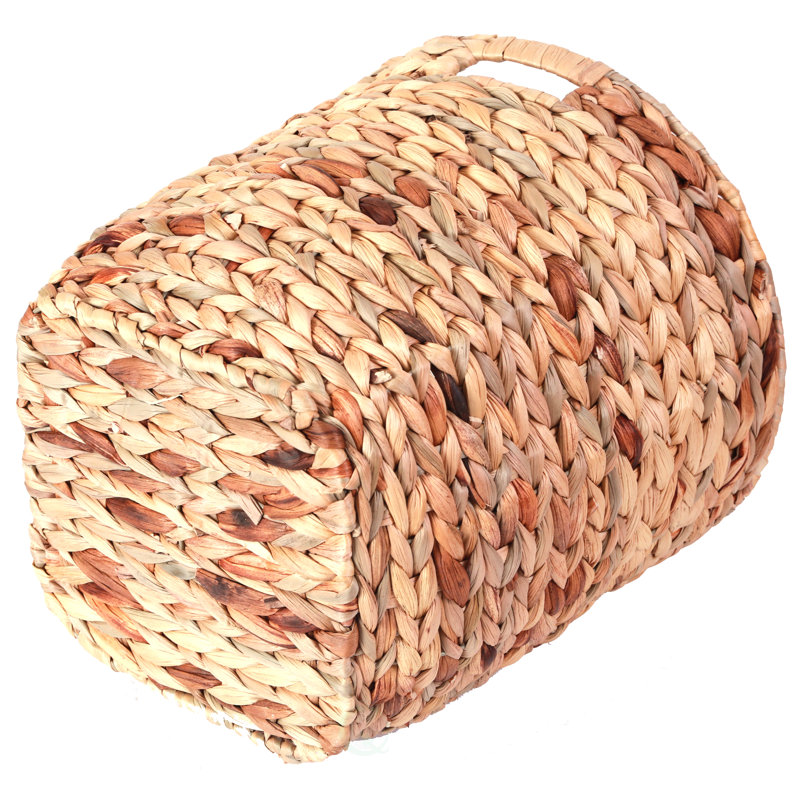 Large Round Handwoven Water Hyacinth Wicker Basket with Handles