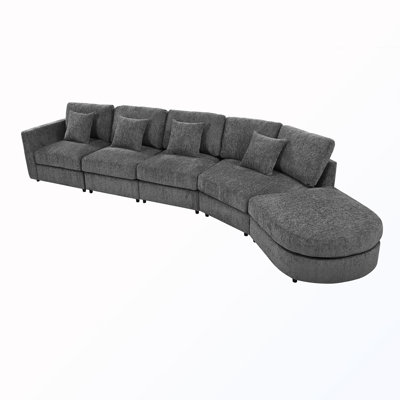 5-Seater Curved Sectional Sofa with Pillows
