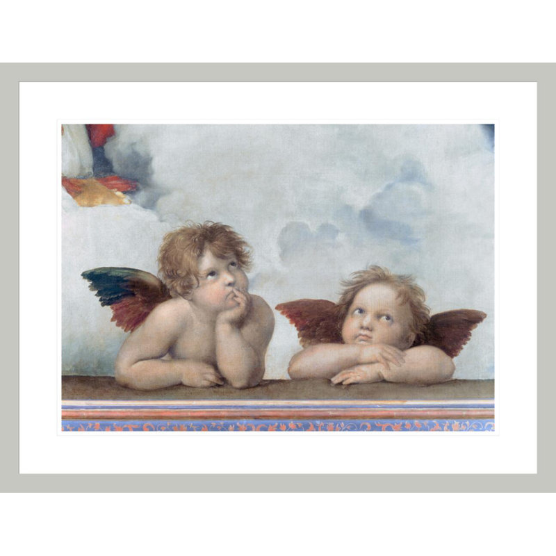 Putti de la Madone Sixtine par Raphael, H 22,82 po x l 29,5 po