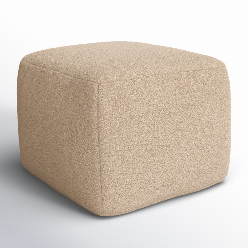 Pouf Inaki, Fausse laine brun clair