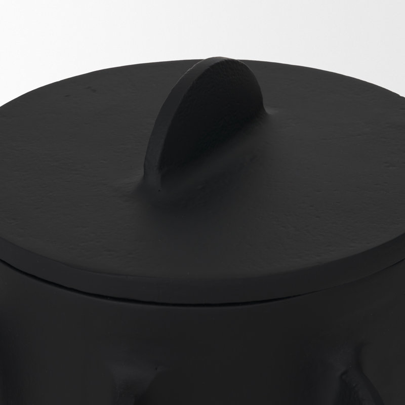 Grand contenant métallique Deacon avec poignées sculpturales, H 10 po x l 9,4 po x P 9,4 po, Noir