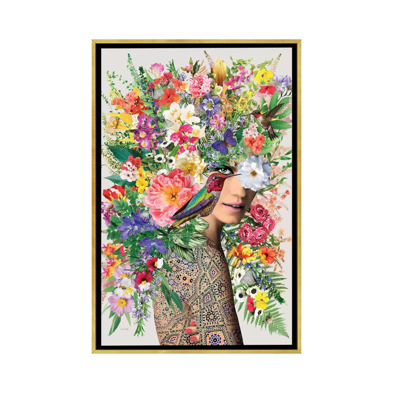 « Antonella » par Ana Paula Hoppe-impression d’art graphique, H 26 po x l 18 po x P 1,5 po, Toile encadrée d'or, Pas de tapis