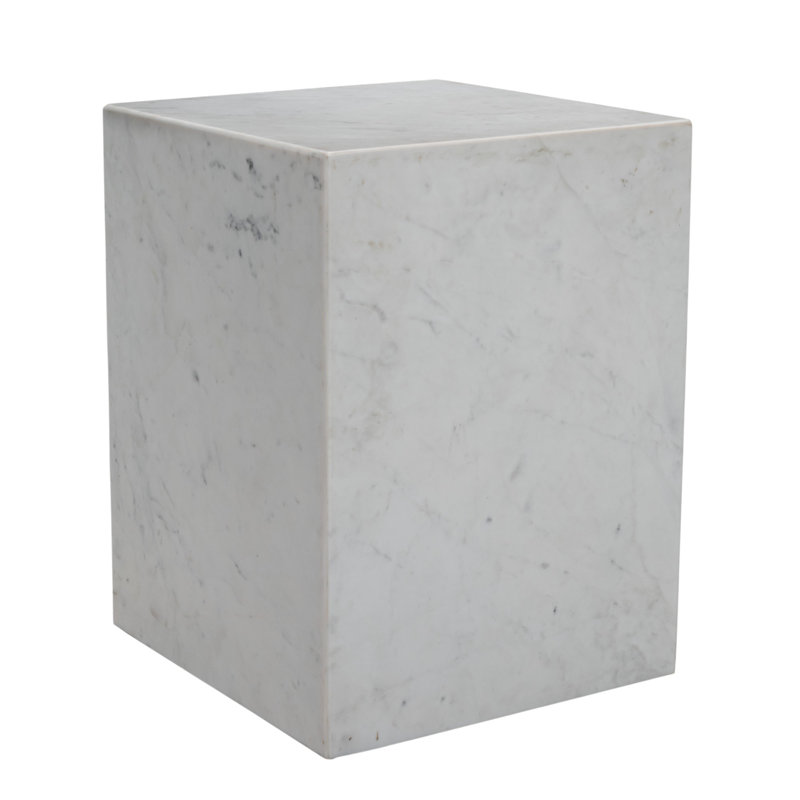 20" White Marble Square Block End Table