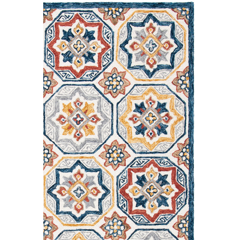 Tapis géométrique en laine et coton touffeté à la main Metro, Rectangle 8 pi x 10 pi