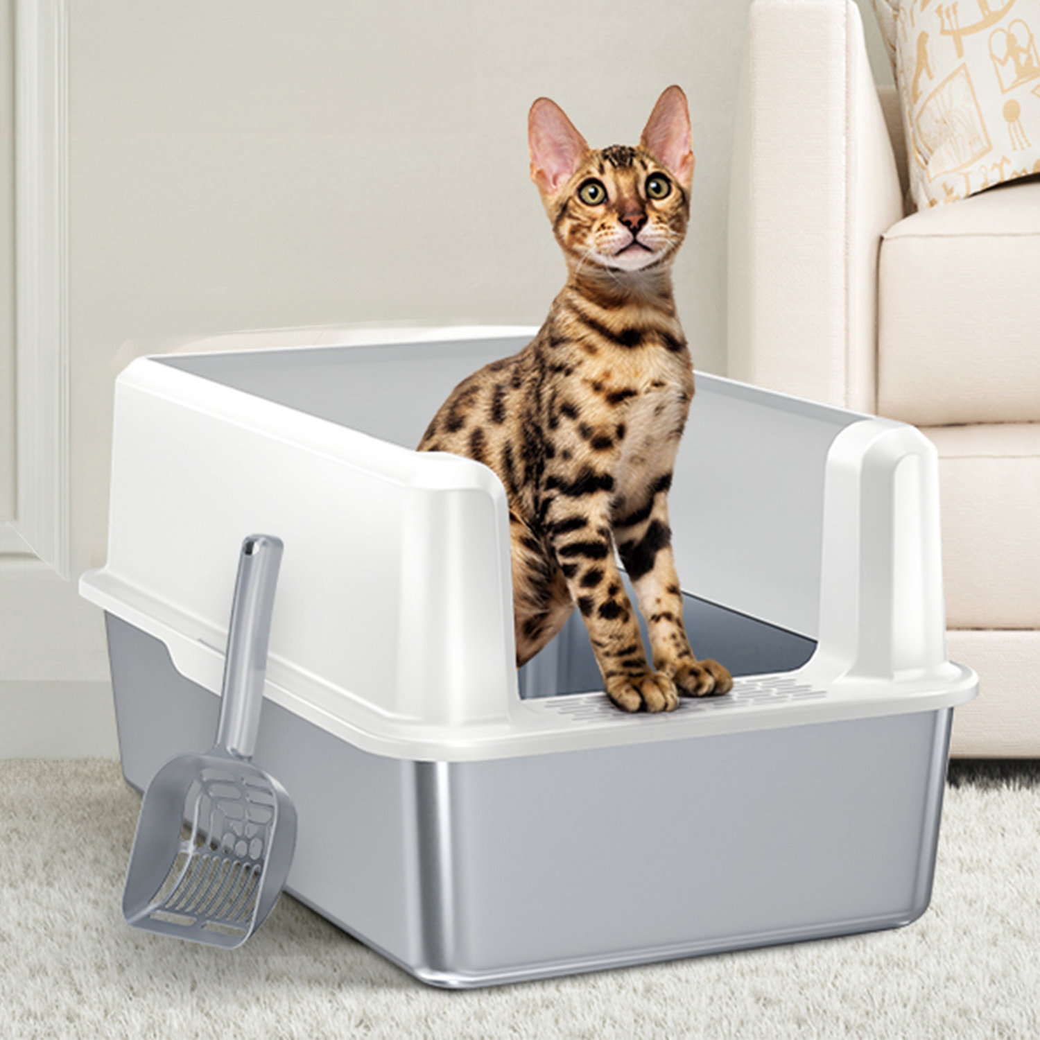 Tucker Murphy Pet Extra Large Stainless Steel Cat Litter Box With