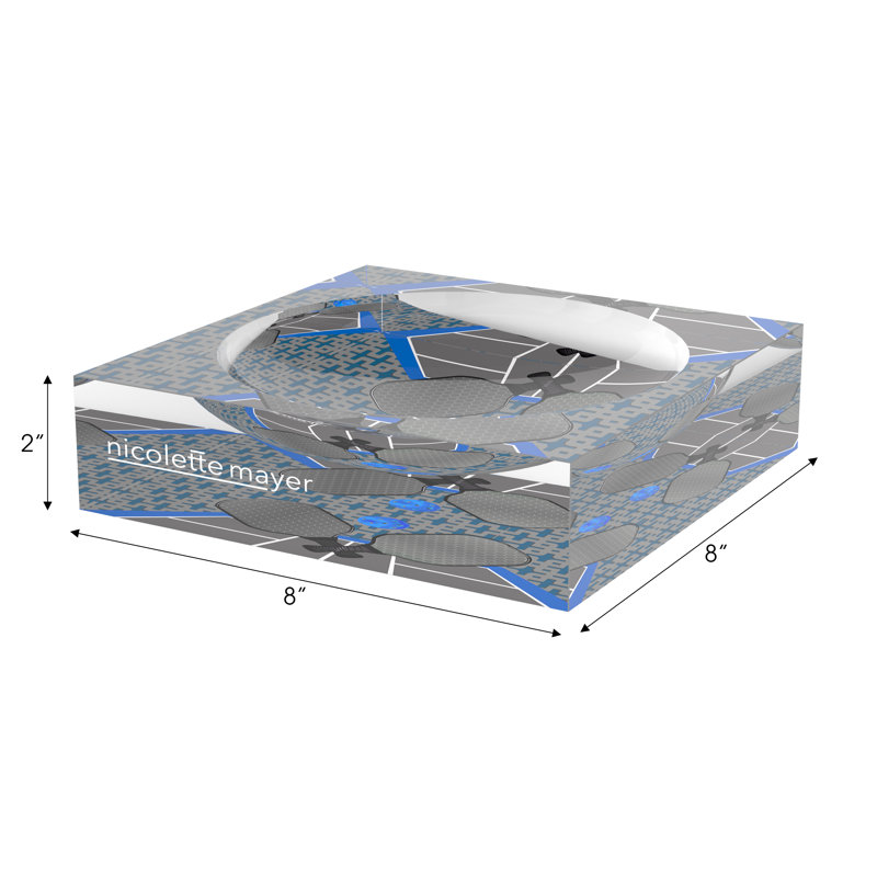 Decorative Tray, 8"W x 8"D x 2"H, Silver Blue