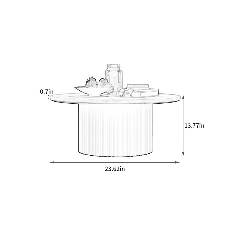 Table basse Wabi-sabi, H 13,77 po x L 23,62 po x l 23,62 po