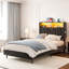  Tête de lit grand format avec rangement, hauteur réglable, tête de lit tapissier en velours avec lumières à DEL et station de charge, tête de lit autoportante moderne, assemblage facile, noir-984896306-984896310