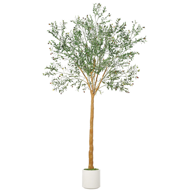Arbre artificiel 10 pi - Arbre en soie artificiel réaliste avec tronc de bois et fruits, plante artificielle d'intérieur et d'extérieur 10 pi