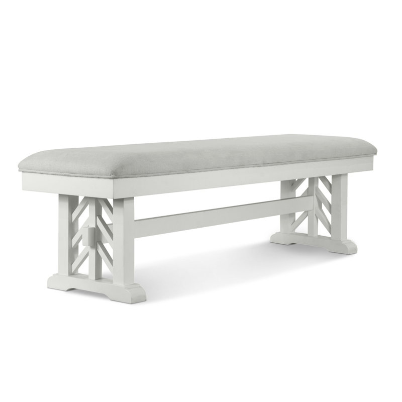 Bledsoe - Banc rembourré 62 po - Finition blanc éclatant - Revêtement sable