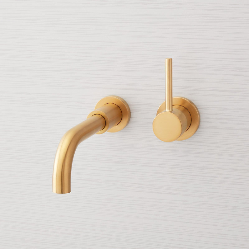 Lexia 1.2 GPM Wall Mounted Widespread Bathroom Faucet, Brushed Gold