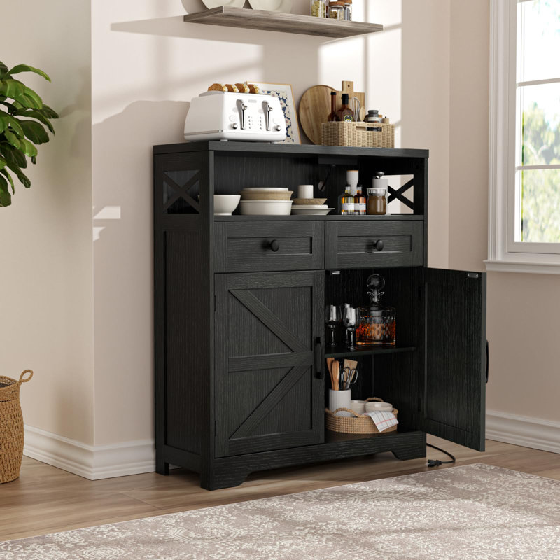 31.5" Sideboard Buffet Cabinet With Storage, Black