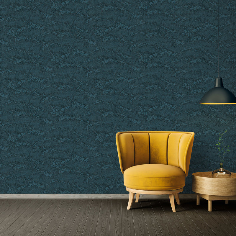 Absolutely Chic Cherry Blossom Motif 33' L x 21" W Wallpaper Roll, Navy