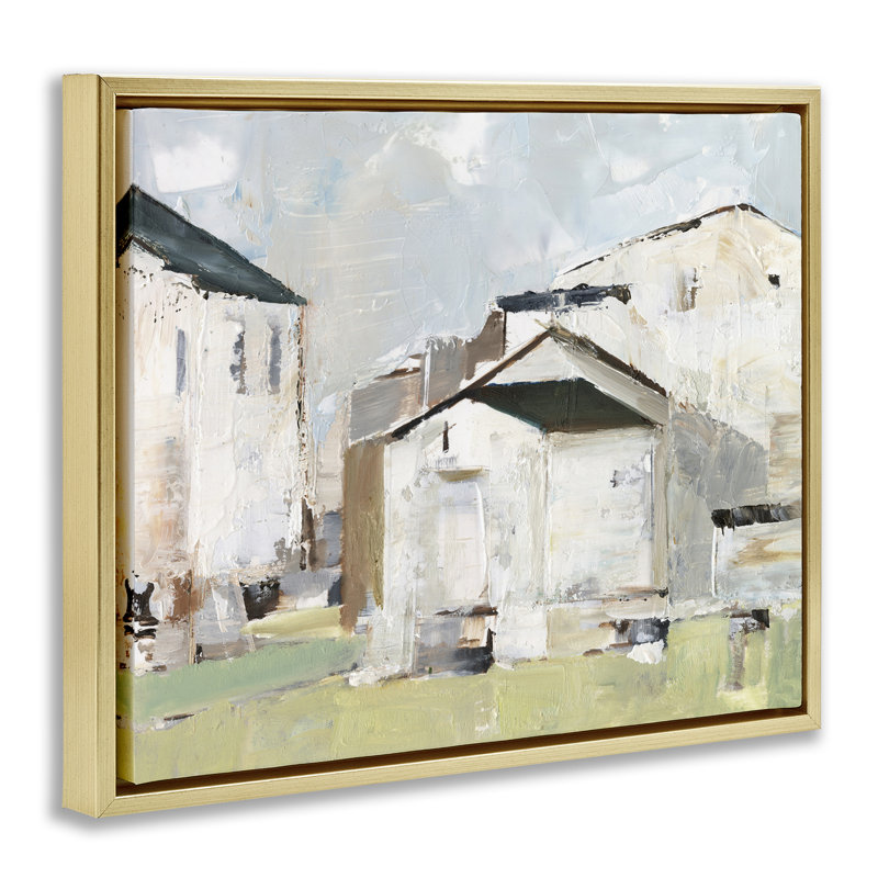 "Brossé ferme", art mural encadré flottant par Ethan Harper, H 25 po x l 31 po, Cadre flottant métallique doré