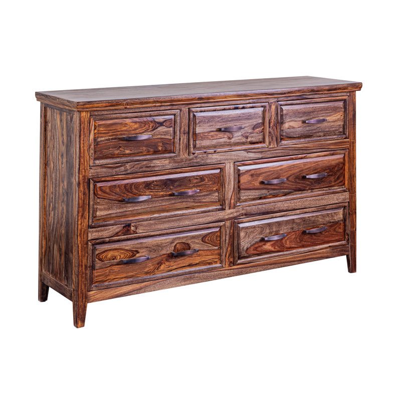Clermont Solid Wood 65'' W 7 - Drawer Dresser, Brown