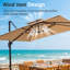 Parasol en porte-à-faux courbé rectangulaire inclinable 10 pi x 13 pi avec base et housse-132840341