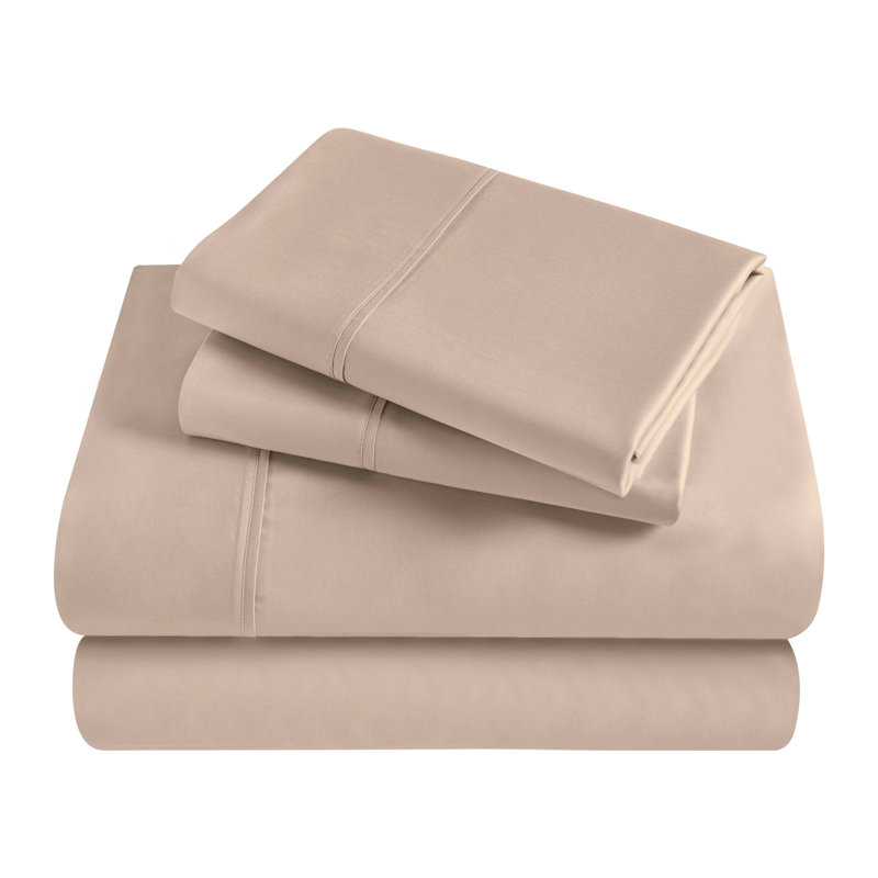Ensemble de draps en satin de coton peigné de qualité supérieure à densité du tissage de 300 fils, Cannelle foncée