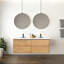 Meuble-lavabo mural flottant de 60 po avec lavabo et tiroirs en résine, conception élégante pour un grand rangement, protection silencieuse et chaleureuse, meuble-lavabo moderne en bois massif, pouces, fermeture
