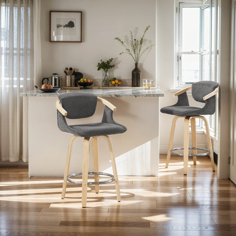 Tabouret de comptoir pivotant 25,78 po Tonnya, Noir, noir, noir, noir, 2
