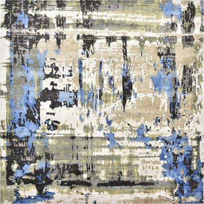 Tapis abstrait bleu / vert / beige