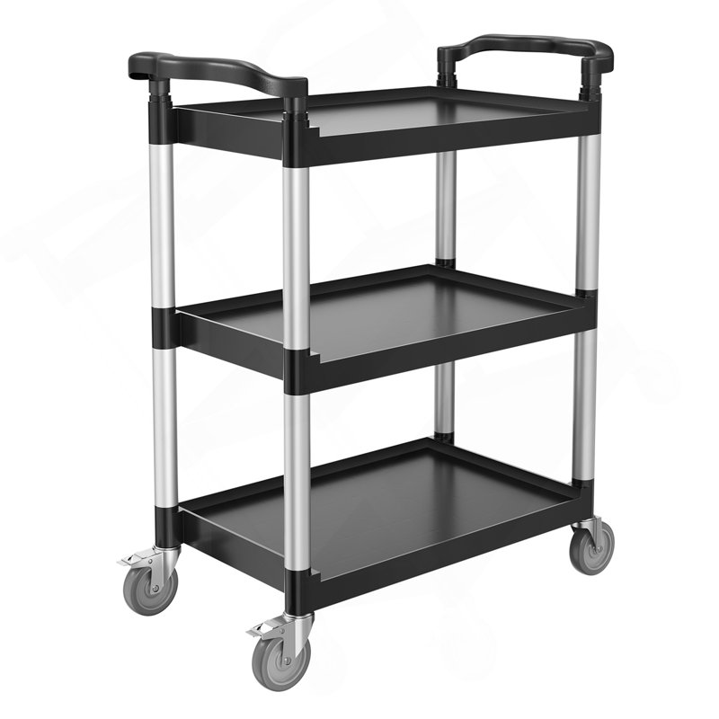Chariot de service robuste à 3 niveaux avec roulettes 300 lb, H 10,63 po x l 18,9 po x P 29,13 po