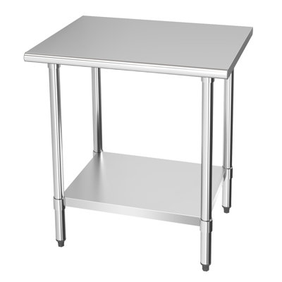  Kleensteel 30"Lx 24"W Heavy-Duty Stainless Steel Prep Table, Commercial Work Table with Adjustable Undershelf