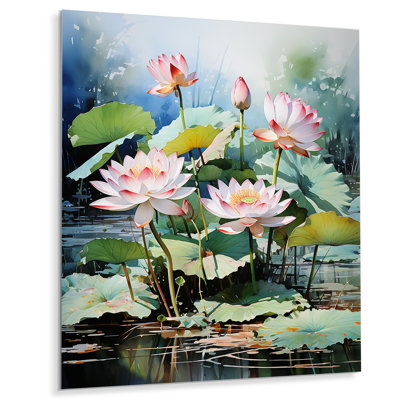 «China Art Lotus Pond II», art mural floral en métal
