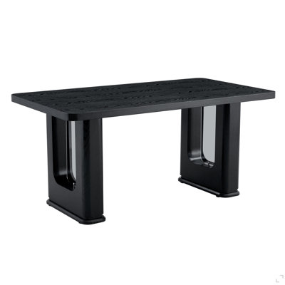 64.5 X 35.4 Inch Stylish Black Wood Color Textured Dining Table,Perfectly Blending Simplicity And Transparency. Made Of MDF Material With Black Wood Grain Stickers,It Exudes A Strong Sense Of Fashion.