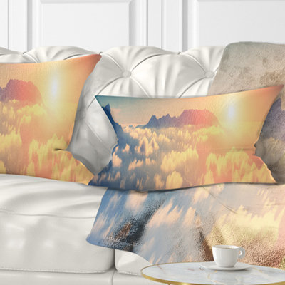 Landscape Sky Above Floating Clouds Lumbar Pillow