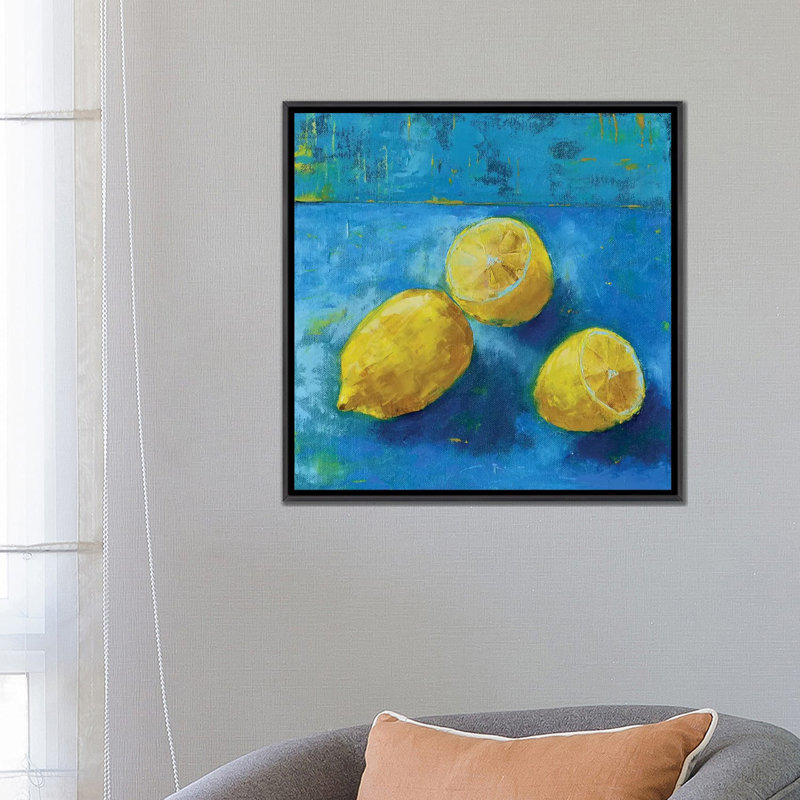 Citrons - reproduction d'art murale - toile encadrée, H 26 po x l 26 po, Toile à cadre flottant sans passe-partout