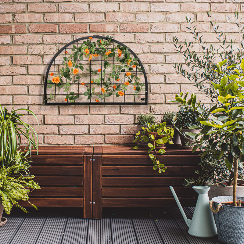 Ensemble de 2 treillis de jardin muraux - plante grimpante en métal noir avec design rétro, ensemble de 2