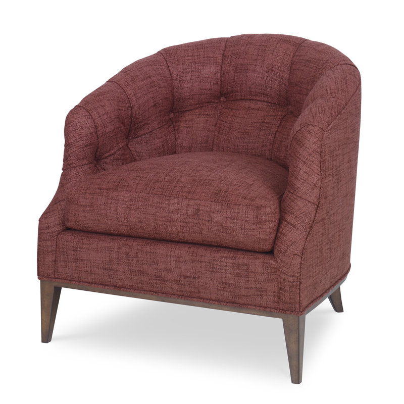 Calvert Barrel Chair, American Walnut, Antique Brass Small, UV-Rollo Linen