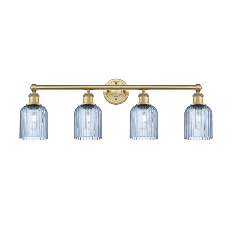 Fiennes 4 - Light Dimmable Vanity Light, Brushed Brass, Blue