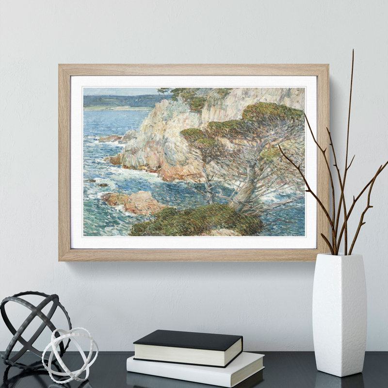 Point Lobos by Childe Hassam - Picture Frame Painting, 48cm H x 65cm W x 2cm D, Oak Framed