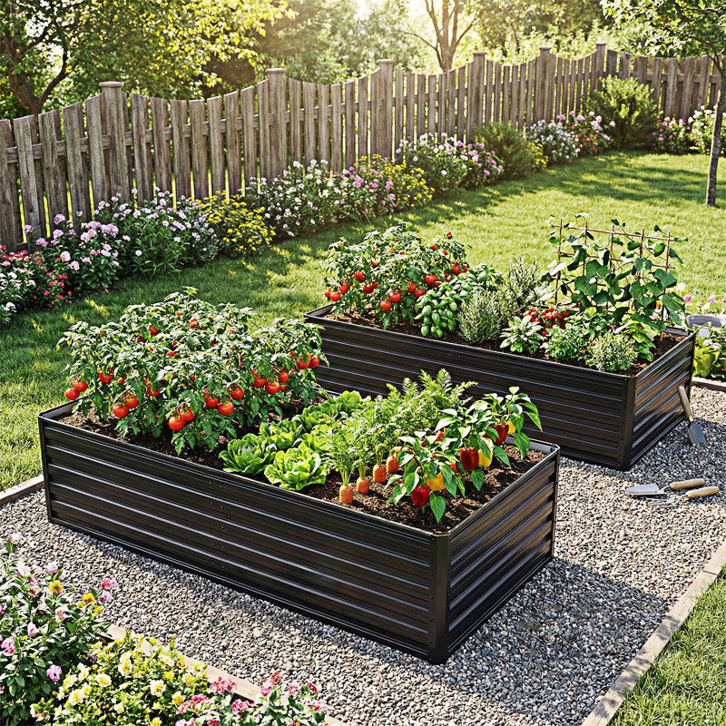 2-Pack Metal Raised Garden Beds Planter Boxes