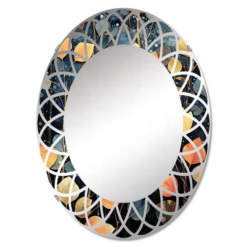 Calaina - Miroir mural floral ovale, 36 po x 24 po