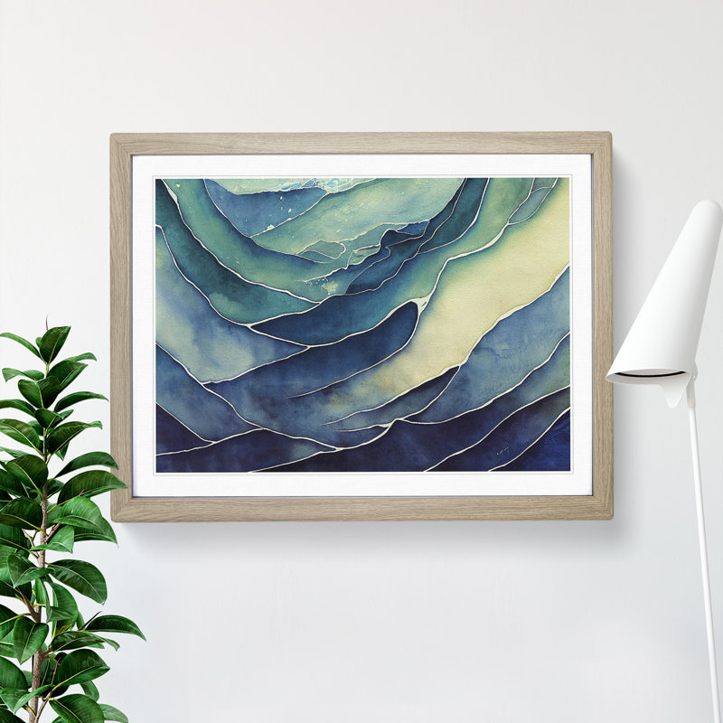 Abstract Ocean Vol.1 - Framed Print, 46cm H x 64cm W x 2cm D, Oak