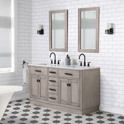 Chestnut 60"" Double Bathroom Vanity Set with Mirror -  Water Creation, CH60D-0314GK