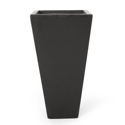 13" Outdoor Cast Stone Planter - Tapered, Weather-, 12.77" L X W 25.2" H In Stunning Tapered Shape, No Assembly, 12.77"L 12.77"W 25.2"H
