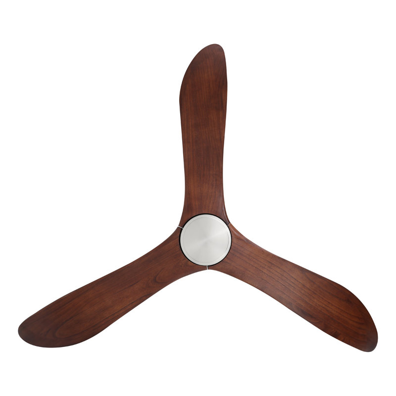Ventilateur de plafond Zionne, Nickel brossé, Bois brun foncé