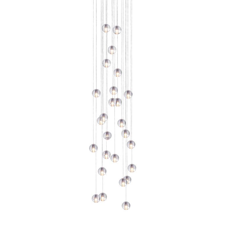 Lustre de vestibule - 26 pendentifs décalés, Blanc