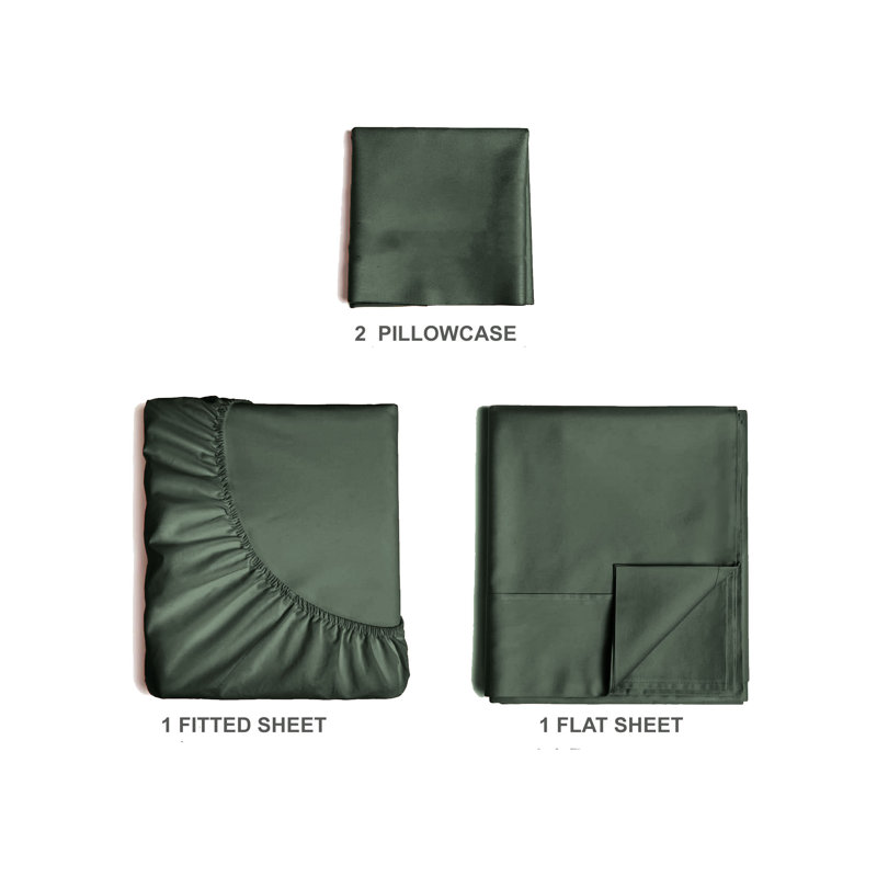  Ensemble de draps en rayonne de bambou 4 pièces Premium Luxury, Ensemble de draps pour taille de lit simple TG ave