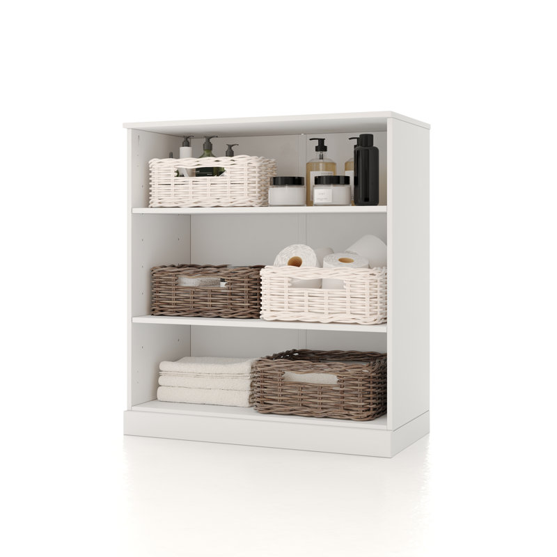 Armoire de salle de bain 100% bois massif avec tablettes réglables, H 35,75 po x l 32 po x P 15,5 po, Blanc