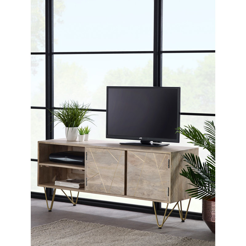 Rosella Unfinished TV Stand for TVs up to 55", Light Natural