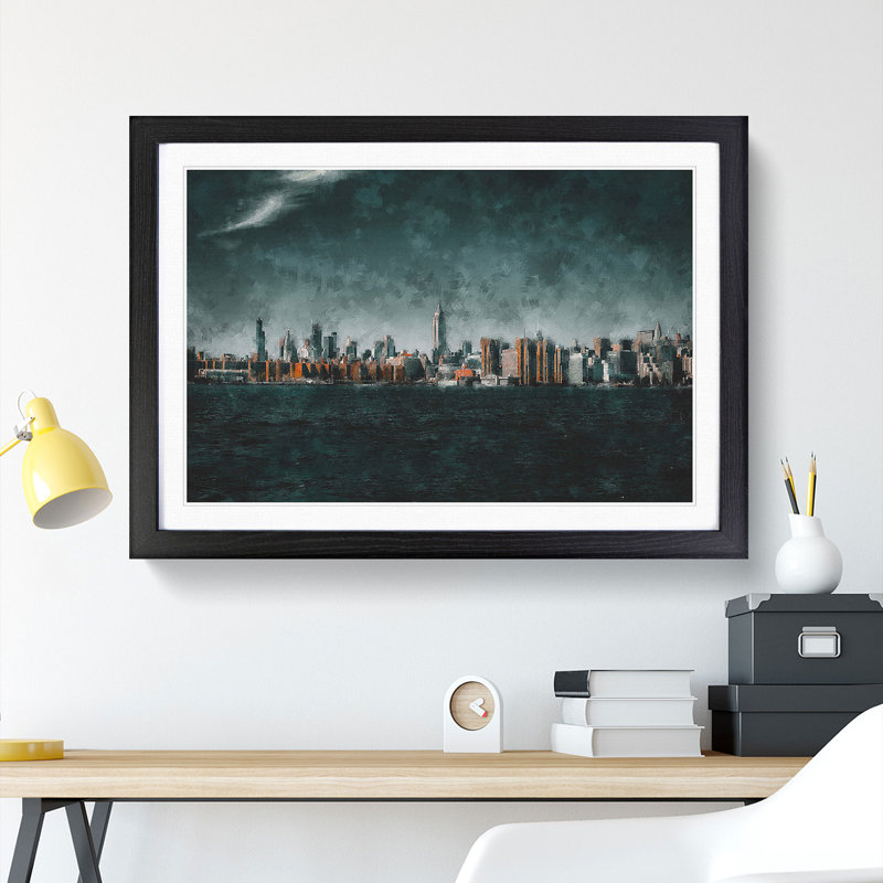 New York City View - Picture Frame Graphic Art Print, 24cm H x 33cm W x 2cm D, Black Framed