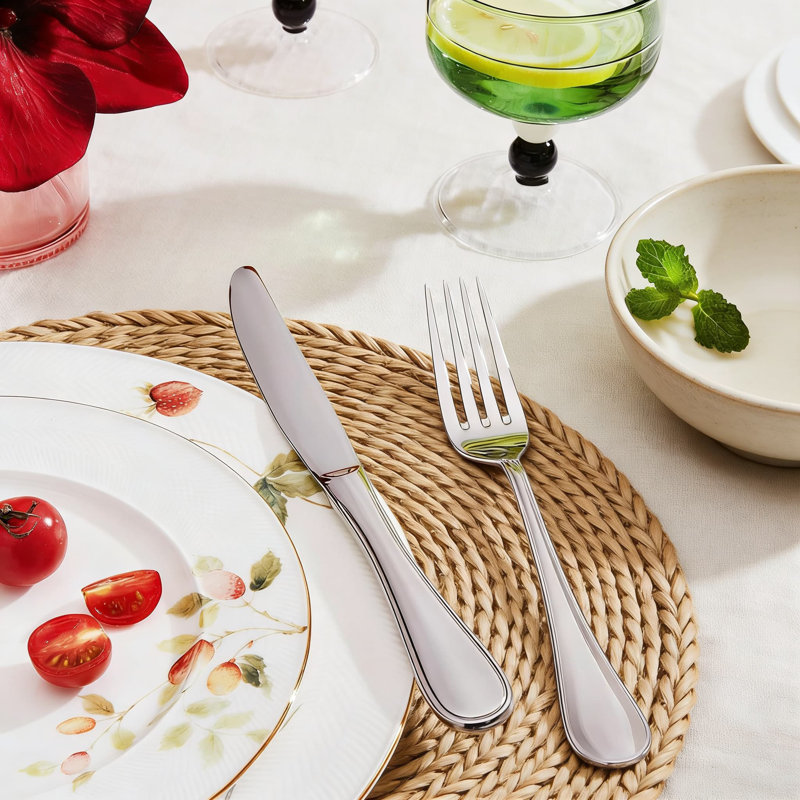 Ensemble de 48 couverts en acier inoxydable 48 pièces pour 8, couverts 18/10 avec couteaux à steak, miroir poli et couverts allant au lave-vaisselle pour la maison, l'hôtel ou le mariage