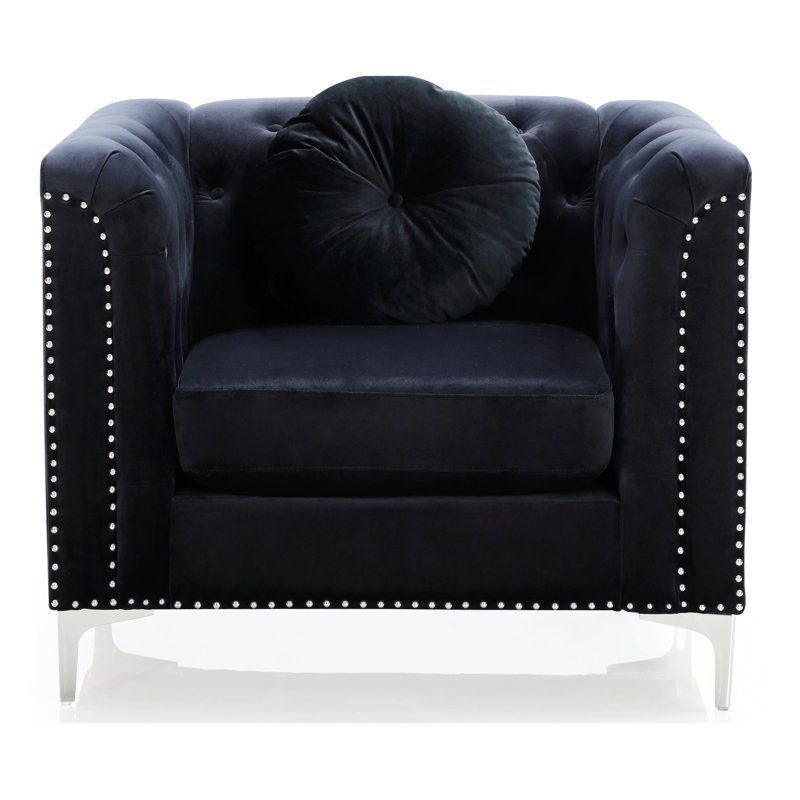 Soho Upholstered Armchair, Black Velvet