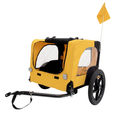 Yellow Outdoor Heavy Duty Foldable Utility Pet Stroller Dog Carriers Bicycle Trailer