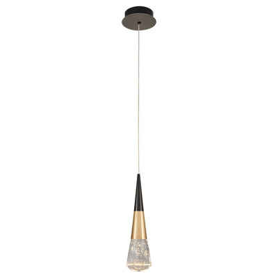 Lustre élégant Cassen avec capuchon en verre opale, platine et noir, 4,0 po de diamètre x 47,2 po de hauteur | Corps en métal durable, douille DEL 5 W, lumière chaude 3000 K, 500 lumens | Parfait pour les salons et les salles à manger