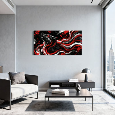Animaux loup avec des vagues rouges et noires